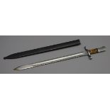 Swiss 1937 pattern Pioneers type bayonet, 48cm single fullered saw back blade stamped HS,