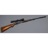 Browning .22 RF pump action rifle with Hunter Redfield Scope and Parker Hale sound moderator, No.