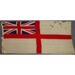 WW2 white ensign flag, canvas sleeve printed WHITE ENS. J. W.