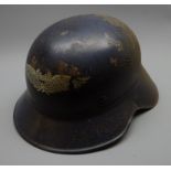 German Luftschutz Civil Defence helmet, with leather liner stencilled 56, and chin strap,