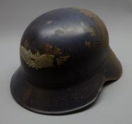 German Luftschutz Civil Defence helmet, with leather liner stencilled 56, and chin strap,