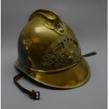 French brass Fire Brigade helmet with Sapeurs Pompiers St.