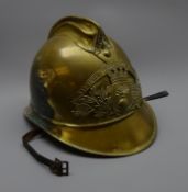 French brass Fire Brigade helmet with Sapeurs Pompiers St.