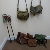 Brady of Halesowen canvas and leather cartridge bag, three canvas game bags,
