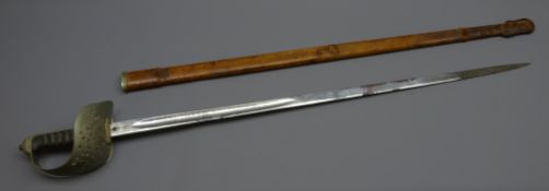 WW1 infantry officers sword, 82cm blade etched 2nd V.B East Yorkshire Regt.
