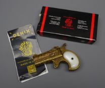 Denix Replica Remington Derringer pistol, gilt finish,