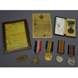 WW1 group of four medals comprising Military Medal with citation, British War Medal,