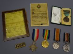 WW1 group of four medals comprising Military Medal with citation, British War Medal,