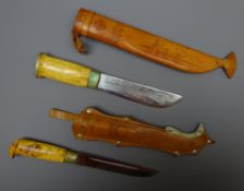 Two Finish hunting knives, 15.5cm single edge blade engraved J Marttini 14.
