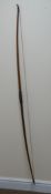 Late 19th century yew longbow with bound cord grip and horn nocks,