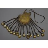 Late 19th/early 20th century African brass pouch shaped body with sliding cover decorated with