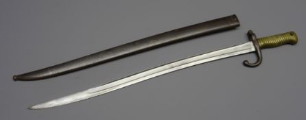 19th century French Chassepot bayonet, 57cm fullered shaped blade inscribed on ridge 1867,