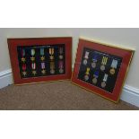 Framed display of ten replica medals entitled 'World War Two Campaign Medals 1939 - 1945' and