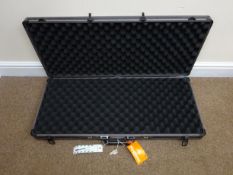 Napier of London black and aluminium Gun case, with two keys and combination locks, L86cm, W37cm,