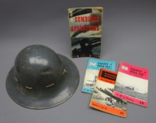 WW2 grey painted tin helmet, with adjustable interior, stamped outside M, inside AMC 3 1941, H17cm,