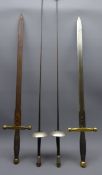 Pair of Replica swords, blades decorated with roundels,