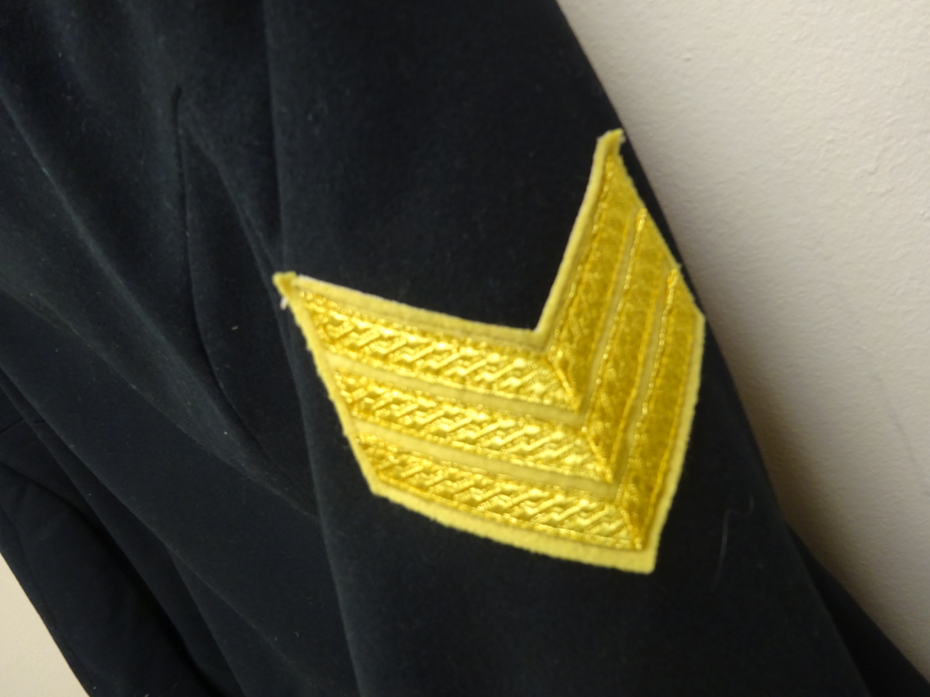Royal Army Pay Corps mess uniform, black with yellow collar and stripes, by Michael Jay, Stowmarket, - Image 7 of 8