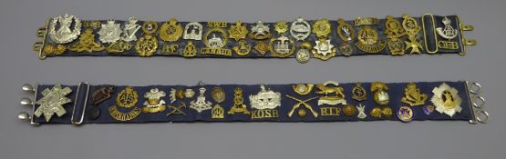 Collection of sixty-five Glengarry and cap badges, shoulder titles, collar dogs,