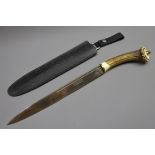 John Nowill & Sons of Sheffield Scottish Dirk, 31cm stamped blade with antler handle, L48cm,