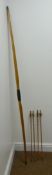 Slazenger long bow and four metal tipped fletched arrows L175cm Condition Report
