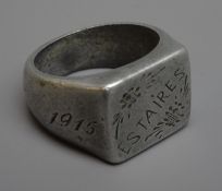 Trench Art white metal signet ring inscribed 'Estaires 1915-1916' Condition Report