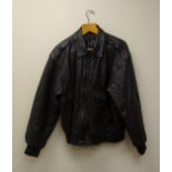 Flight Tech A-2E brown leather flying type jacket, YKK zip metal with knitted cuffs,