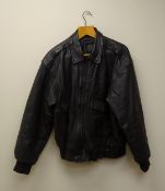 Flight Tech A-2E brown leather flying type jacket, YKK zip metal with knitted cuffs,