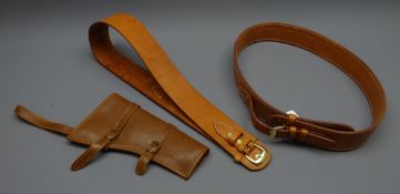 Mexican brown leather gunbelt with cartridge loops,