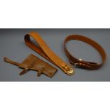 Mexican brown leather gunbelt with cartridge loops,