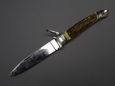 Scottish lock knife, 10cm stamped blade with slag horn slab handle,