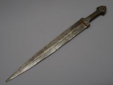 Russian Kindjal, 34cm double edged blade with offset central fuller,