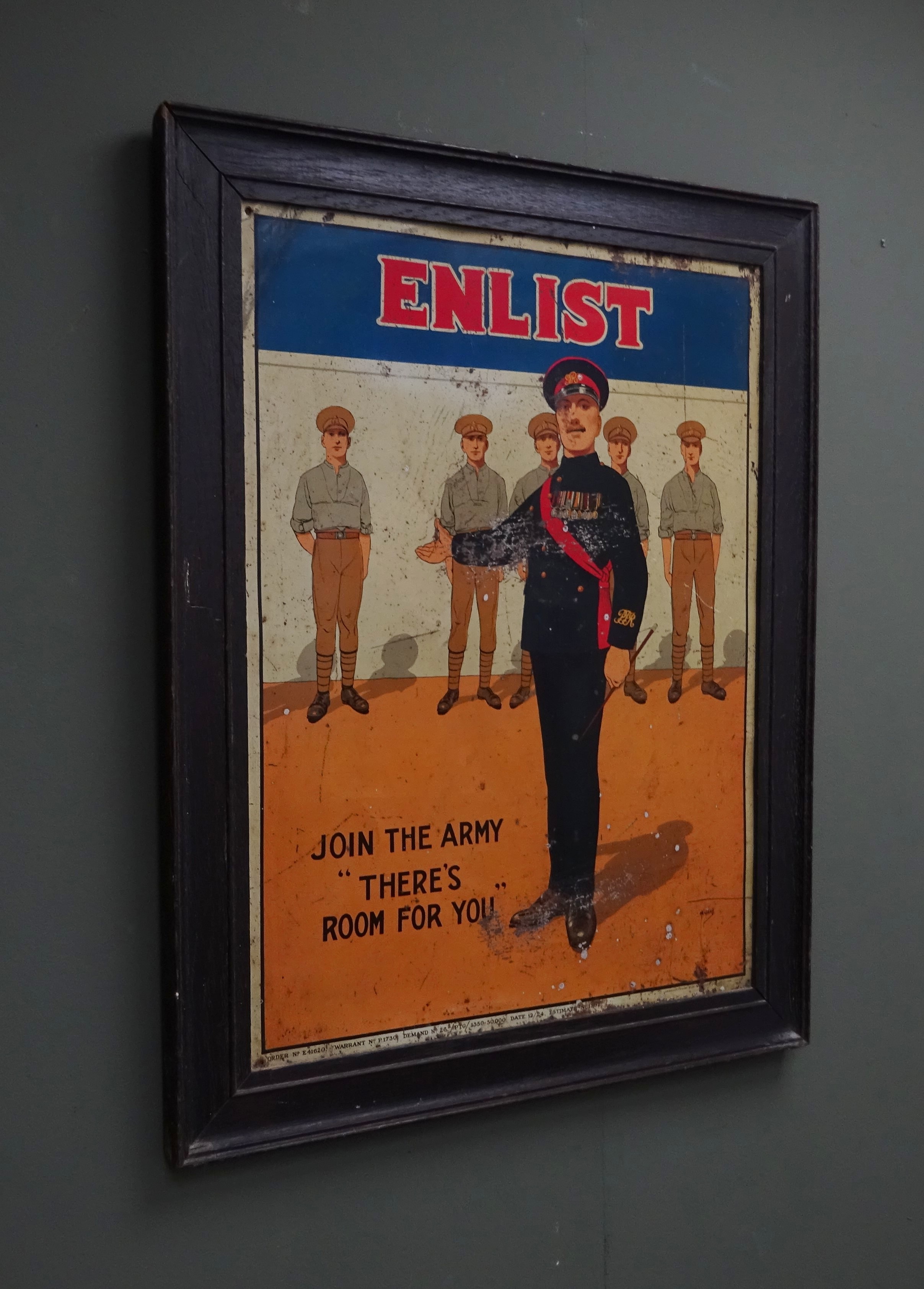 Recruitment poster - 1920s tin poster designed by John Hassall (1868-1948) with colour image of