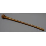 South African Zulu Knobkerrie with unusual flute carved head on plain shaft,