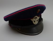 WW2 German Fire service peaked cap, metal eagle with single cockade above,