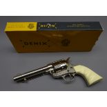 Denix Replica Colt 45 Peacemaker single action pistol, nickel finish,