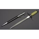 East German Army officer's dagger, 25cm twin edge twin fullered blade marked 73598,