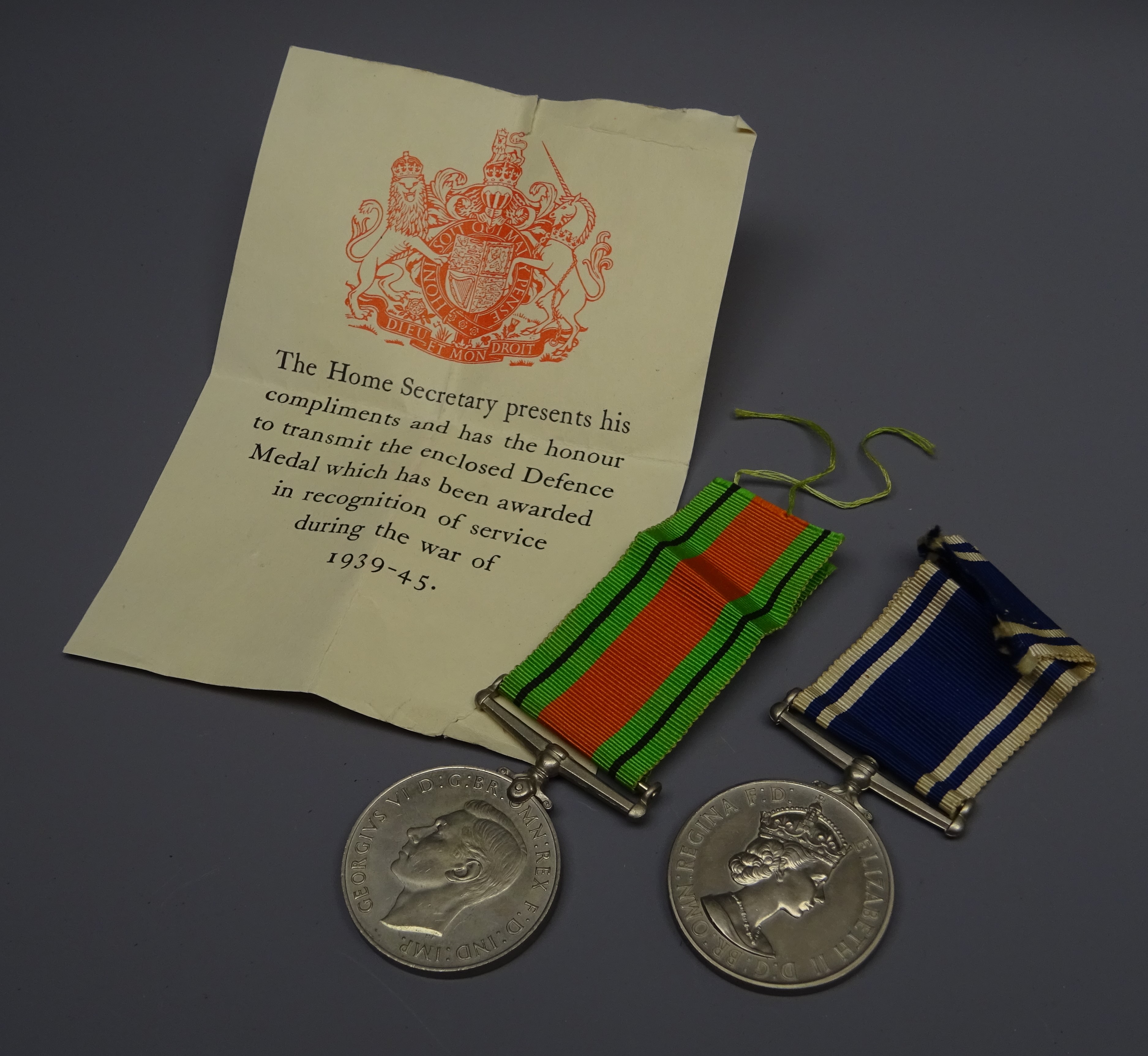 WW2 Defence Medal & Police Long Service Medal awarded to Inspr.