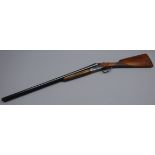 Laurona 12 bore side by side shot gun, twin trigger auto safety ejector, 66cm barrels stamped 18.