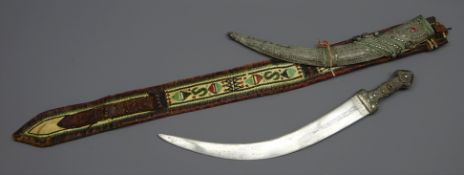 Middle Eastern Jambiya, 45cm curved twin edge blade with dot prick decoration,