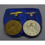 Two WW2 German Armed Forces Long Service Awards (Wehrmacht Dienstauszeichnungen) for Army four year