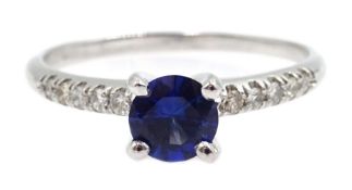 White gold sapphire and diamond ring,