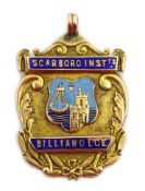 9ct gold Scarborough billiard league medal 1929 hallmarked 8.