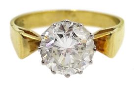 Gold single stone brilliant cut diamond ring, stamped 18ct,