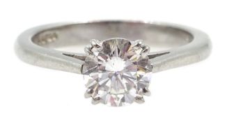 Platinum single stone diamond ring, hallmarked, diamond approx 0.