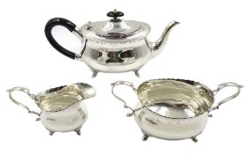 Three piece silver tea set by William Hutton & Sons London 1900 Condition Report