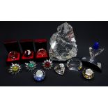 Swarovski Crystal: Tulip on display stand, three Flower renewal gifts, heart shaped ornament,