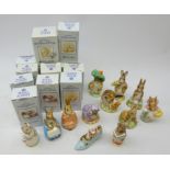 Twelve Royal Albert Beatrix Potter figures comprising: Mrs Rabbit & Bunnies, Poorly Peter Rabbit,