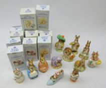 Twelve Royal Albert Beatrix Potter figures comprising: Mrs Rabbit & Bunnies, Poorly Peter Rabbit,