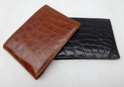 Two Italian Vero Crocodrillo leather wallets in black and tan,