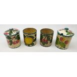 Four Wemyss preserve jars decorated with Oranges, Strawberries and Cherries,
